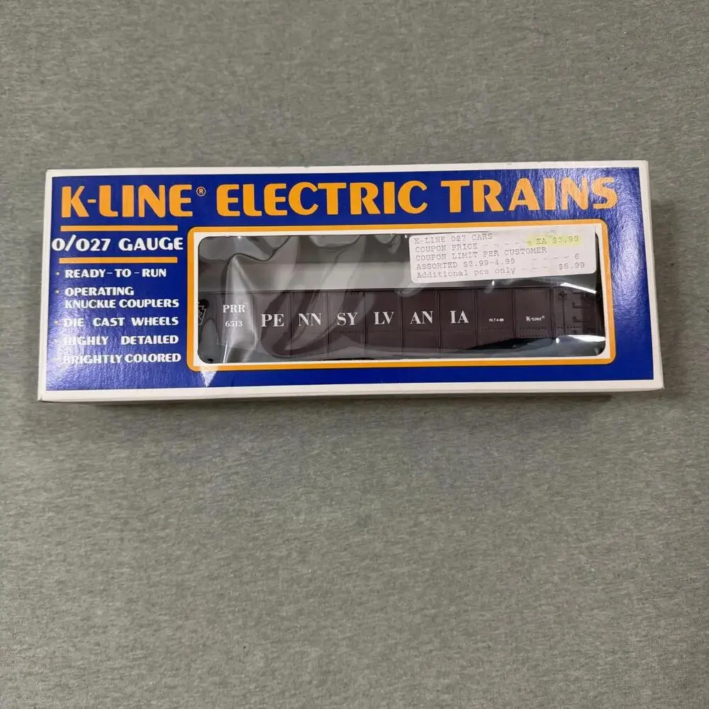 K-Line O/O27 Gauge Pennsylvania Railroad PRR 6513 Gondola New In Box